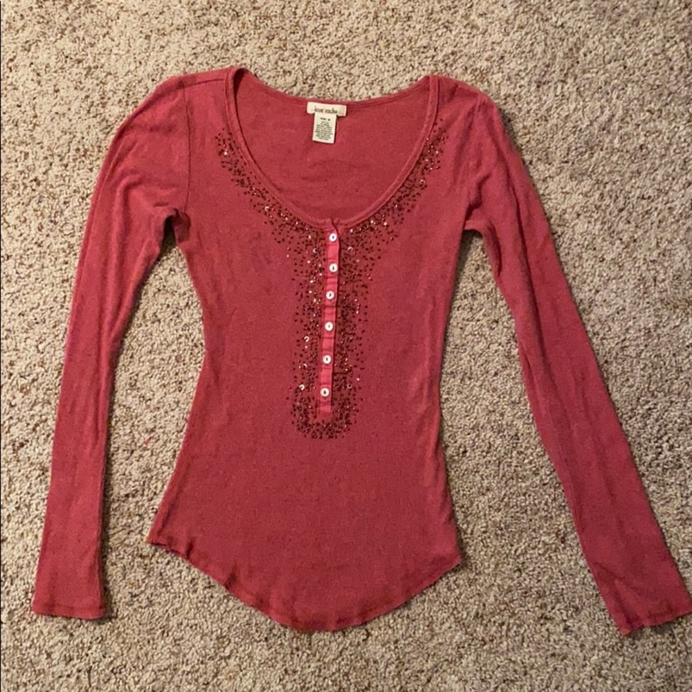 Love Rocks Dark Pink Long Sleeved Sparkle Sweater